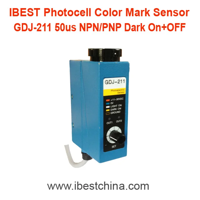 GDJ-311 Green+Red Light Photocell Color Mark Sensor Switch/ Photoeye Sensor NPN/PNP 24VDC Replace Sick NT6  (IBEST)