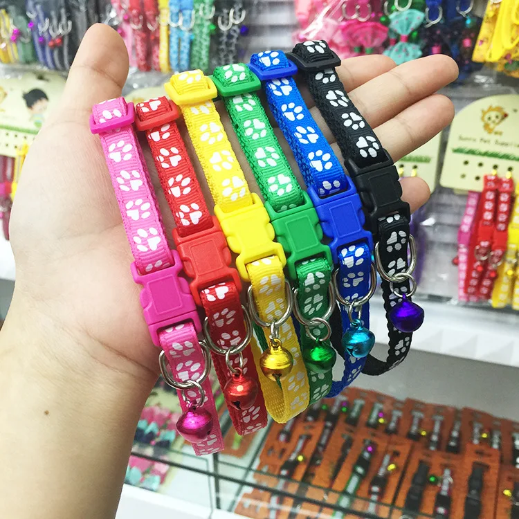 Wholesale Cheap Plain Cute Plain Nylon rainbow Dog Cat Collar with Bell