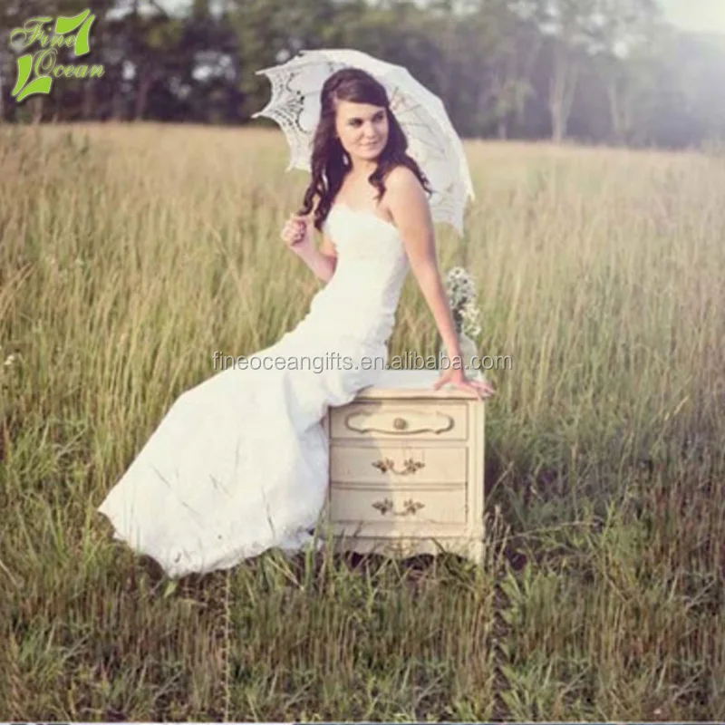 White chinese lace cheap italy souvenir gift deco favors wedding umbrella