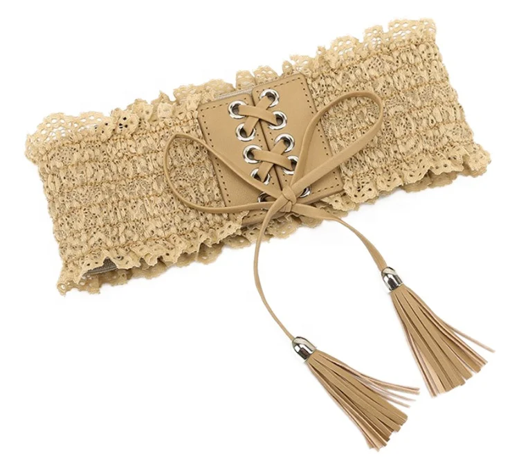 Women's elastic waist belt Obi, drawstring belt