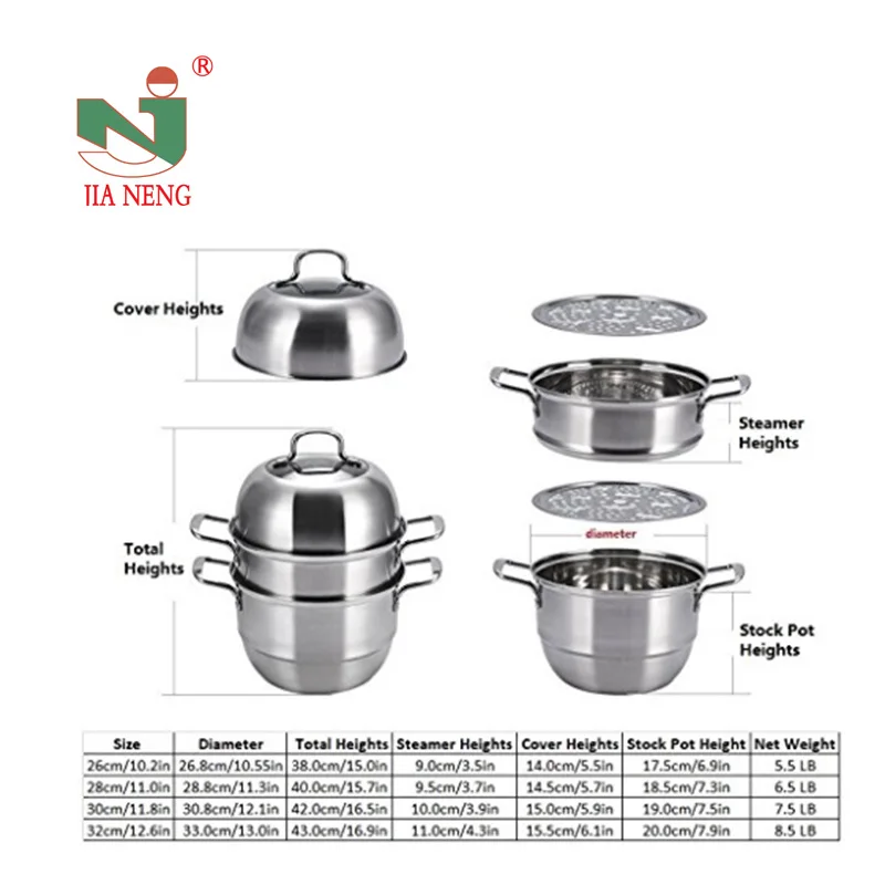 Stackable Stainless Steel Food Steamer Stock Pot Set/ Hot Pot Pan
