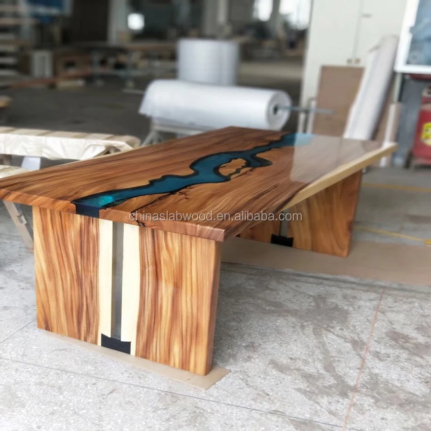 Custom Made Whole Solid Wood South American Walnut + Epoxy Resin Table