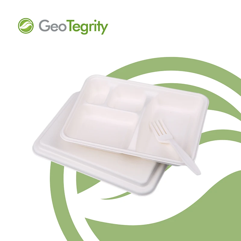 
Rectangle Four Compartment Kids Trays Food Trays With Lid School Trays 