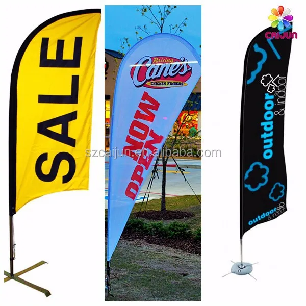 Customized design double sides printed P shape teardrop feather flag
