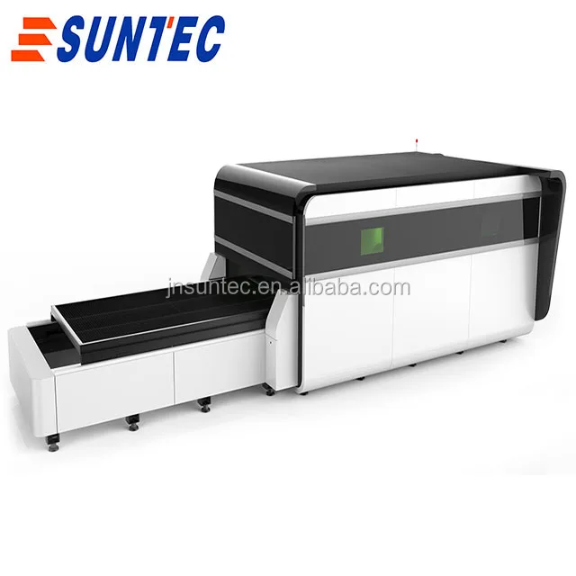 automatic feeder dual table 3000w IPG fiber laser cutting machine for metal sheet and rotary pipe tube with whole cover