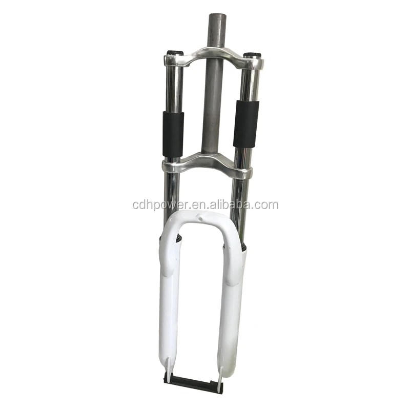 Double crown bicycle front suspension fork/white