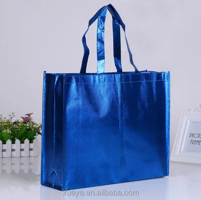 
High quality blue color metallic eco bag shopping 
