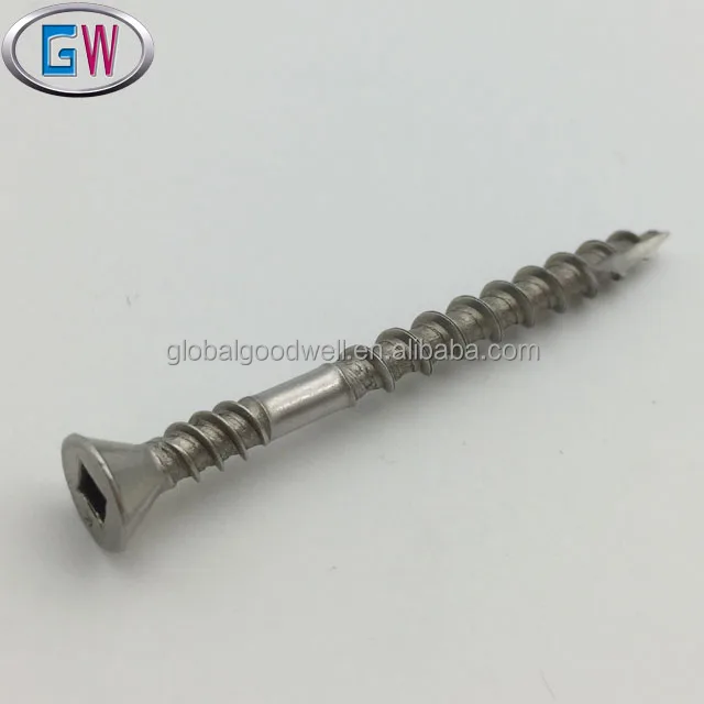 316 304 A2 A4 Stainless steel Decking Screws Double Thread Square Drive SS Hardwood Deck Screw