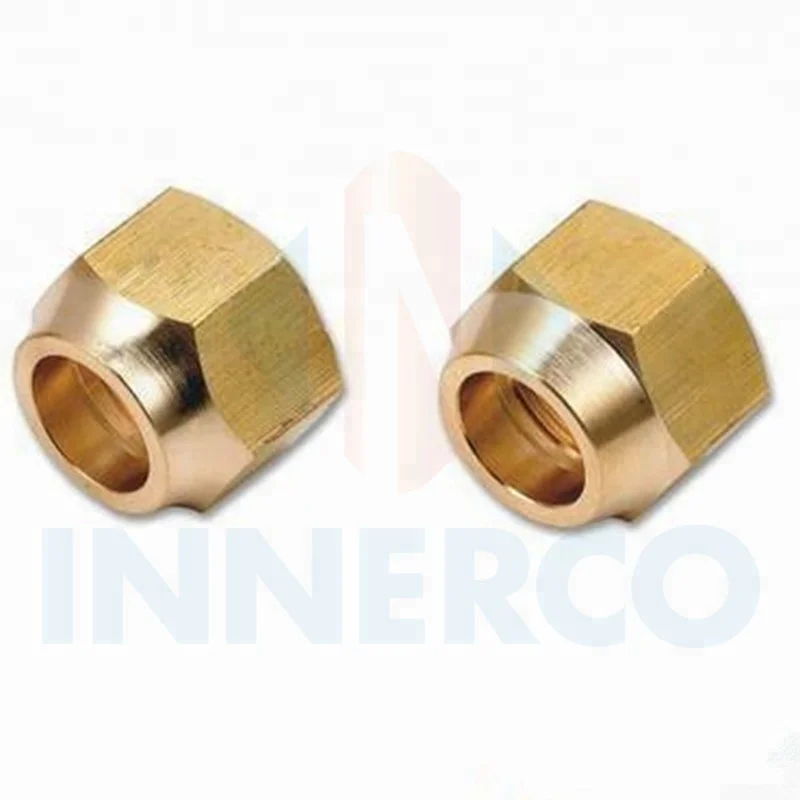 Brass Flare Pipe Fittings Brass Short SAE Flare Nut For Air Conditioner