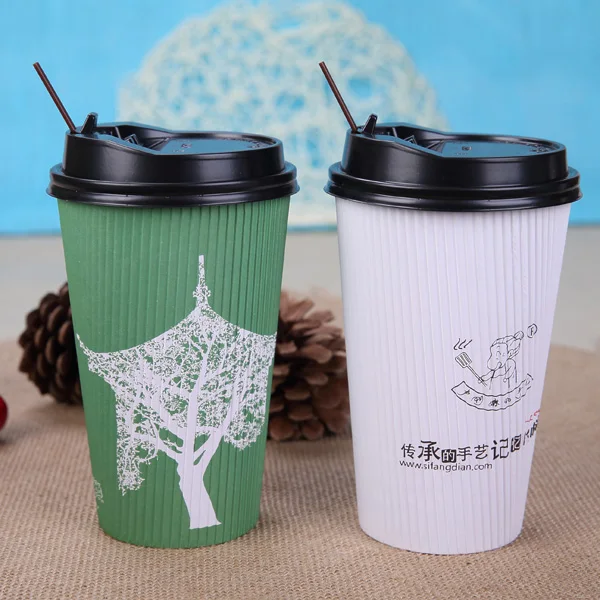 
500ml 16oz disposable ripple paper cup for coffee 