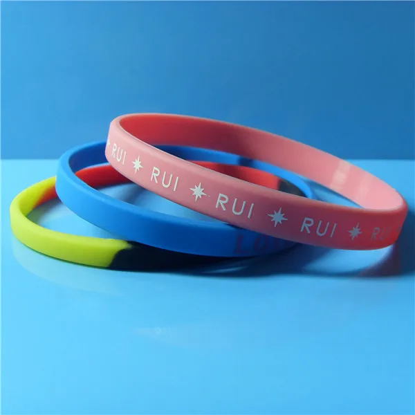 Customized Thin Silicone Wristbands, 6mm Silicone Bracelets, Customized Silicon Wristbands