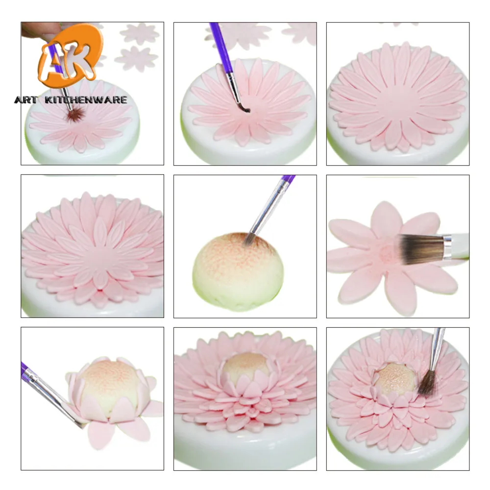 Инструмент AK LFGB для помадки набор принадлежностей украшения тортов 5 шт. кистей Цветочная Кисть Для