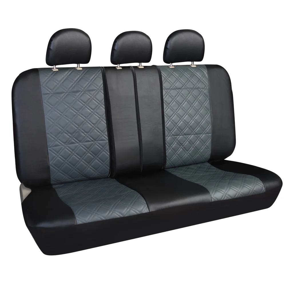 Diamond Leather Car Seat Cover 11pcs Full Set Universal fit Black/Grey