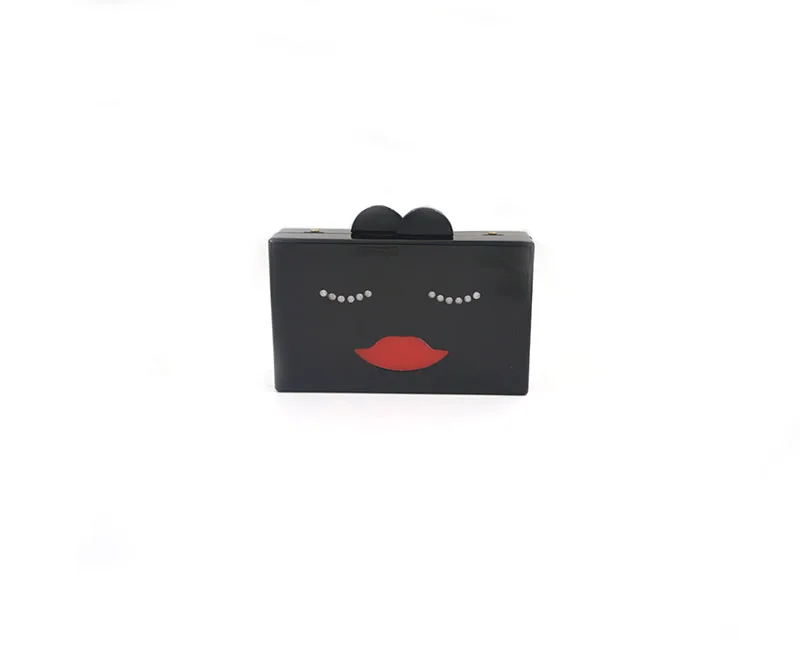 
Fashion Trend red lips with diamond eyes elegant Evening acrylic Clutch Bags 