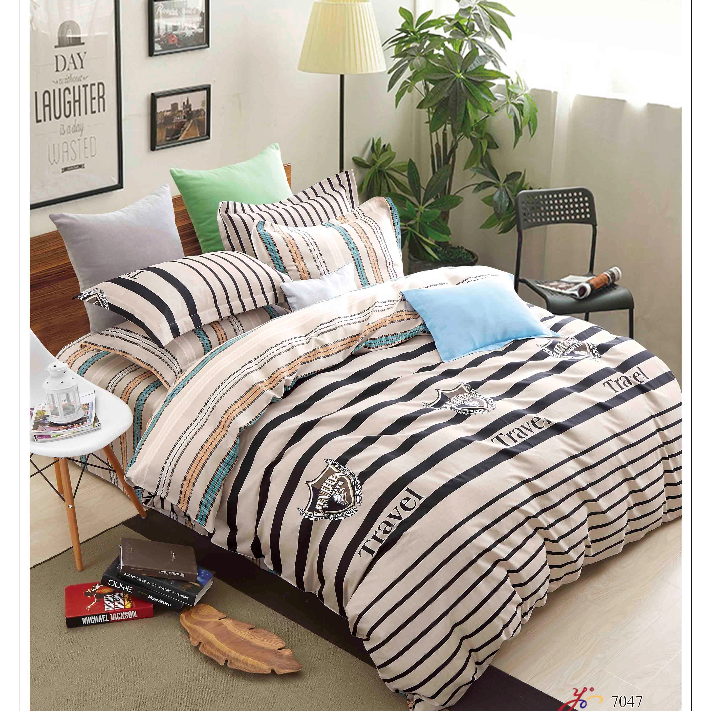 Wholesale Cotton Stripe Beautiful printed bed sheet sets cover quilt/teenage bedding set