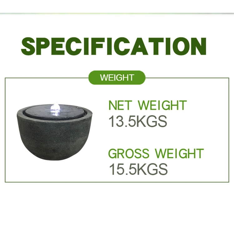 Simple bowl garden stone looks lighting water fountain for outdoor use