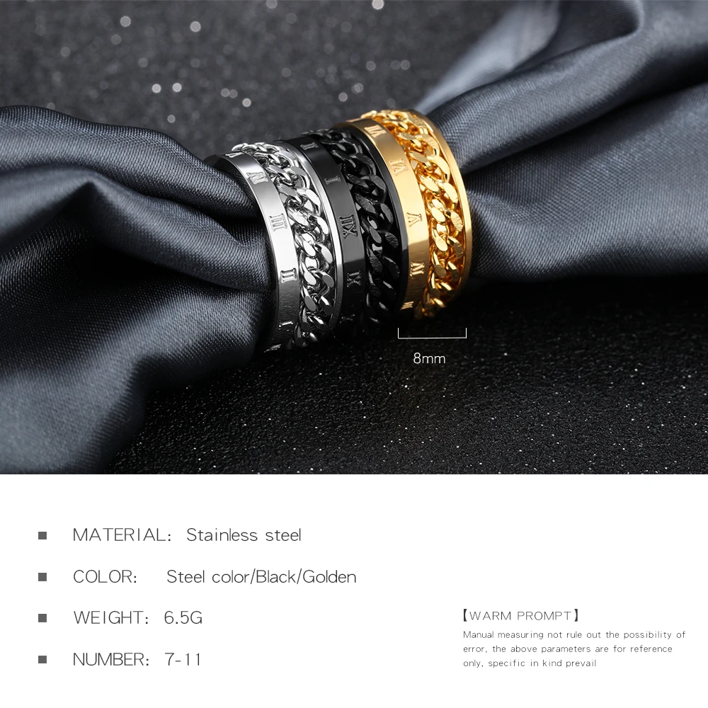 2018 best selling 18K gold PVD plating saudi arabia men ring with chain