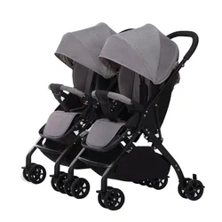 Deluxe Boy & Girl Twins Baby Stroller and Easy Folding Baby Pram