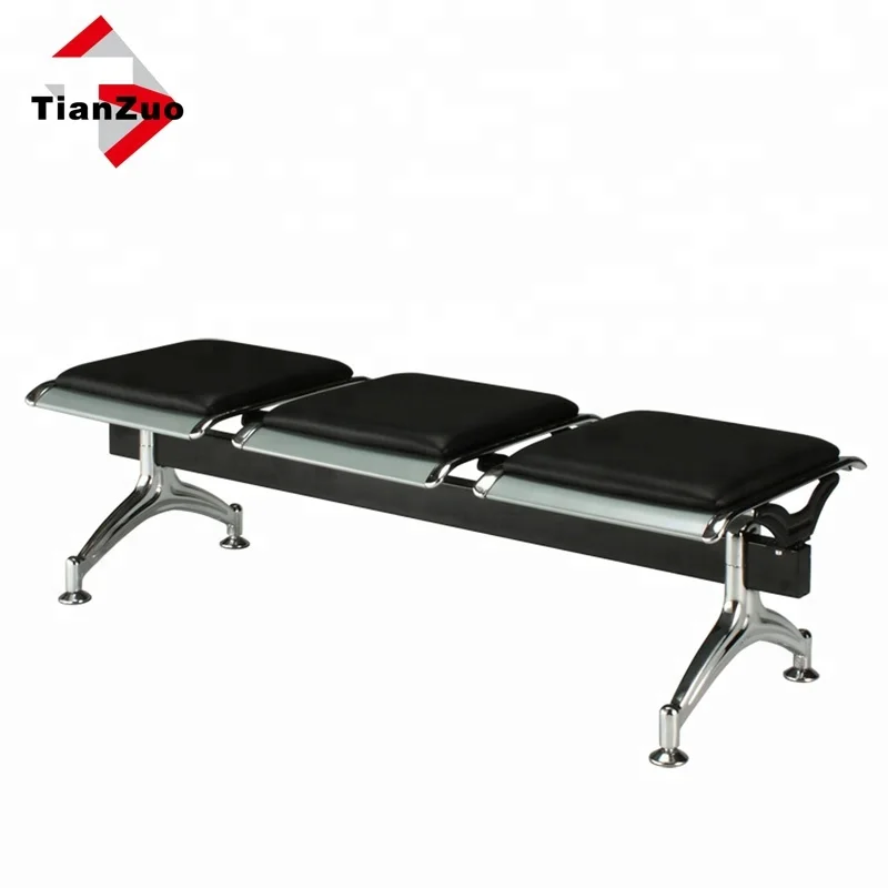 Недорогая стальная скамья для зоны ожидания, 3 места, без спинки