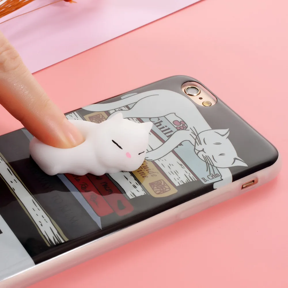 
Squishy Cat Phone Case 3D Cartoon Cute Soft Silicone Animal Cover Case for Iphone 6 6Plus 6s 6sPlus 7 7Plus with Squeeze 