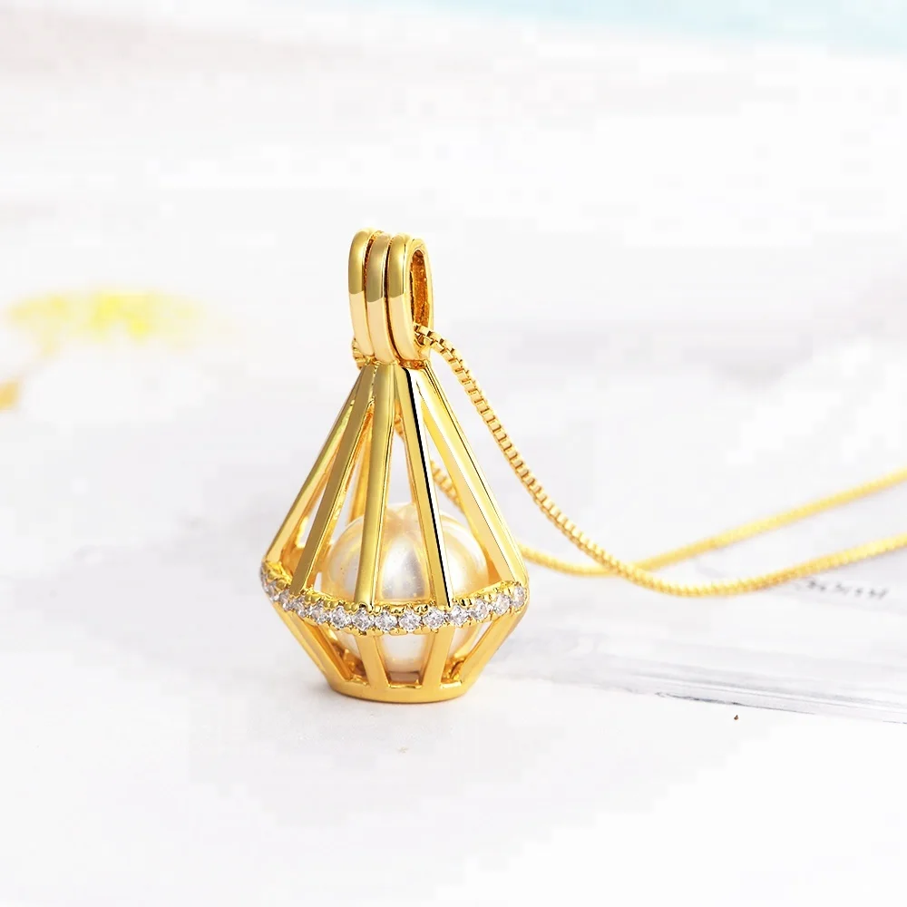 Wholesale Custom Fine Jewelry Manufacturer 925 Sterling Silver Pearl Bird Cage Pendant