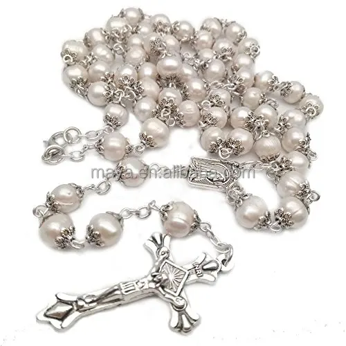 
Natural Freshwater Pearl Rosary Necklace Antique Catholic Religious Jewelry the Rosary Beads Cross 