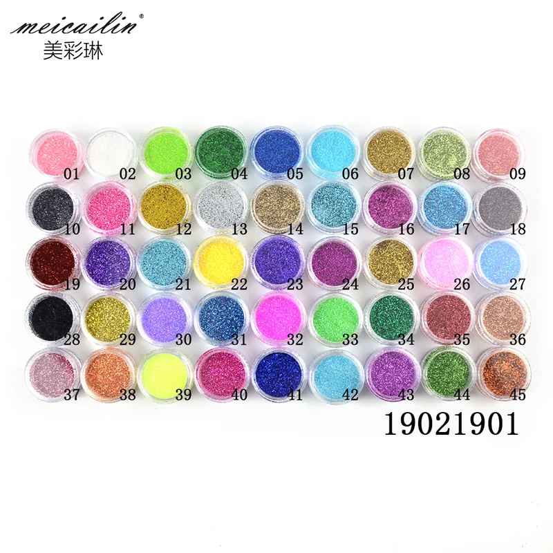 45 Jar/Set Sugar Nail Glitter Powder Dust Manicure Art Decoration Fine Acrylic Powder Chrome Pigment DIY Nails Salon 230g