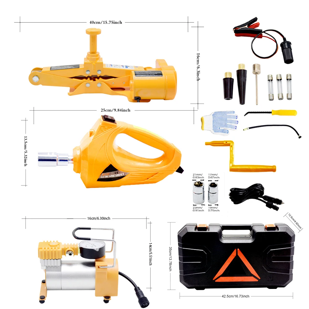 Best selling battery operated car kit electronic 2T 42cm 3 in 1 electric scissor jack suit