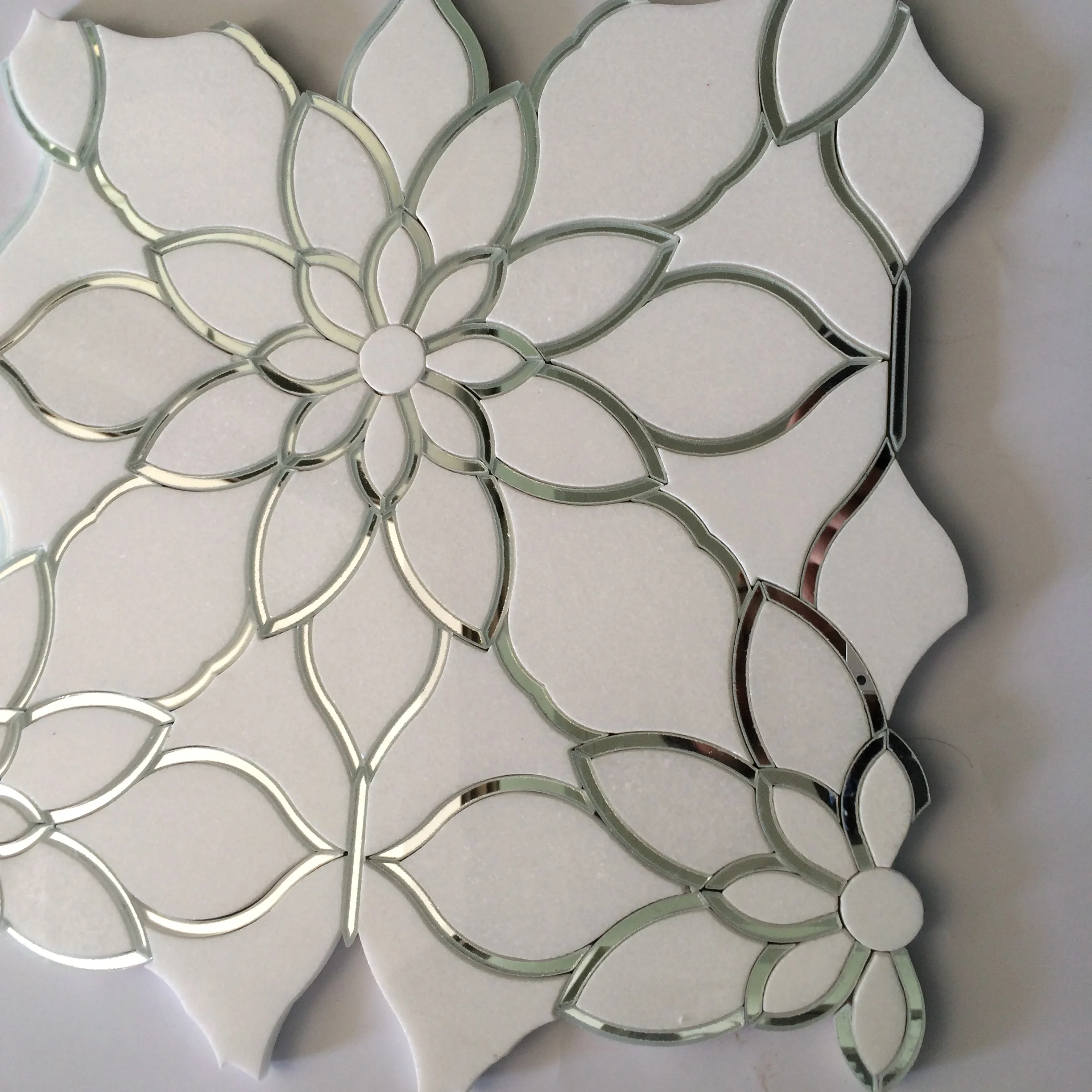flower pattern mosaic tile,greek white marble waterjet mosaic