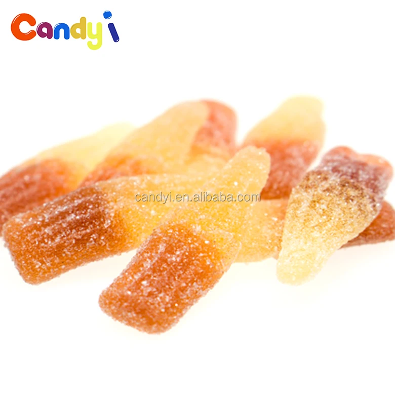 
Sour taste soft cola bottle gummy candy with sugar coated 