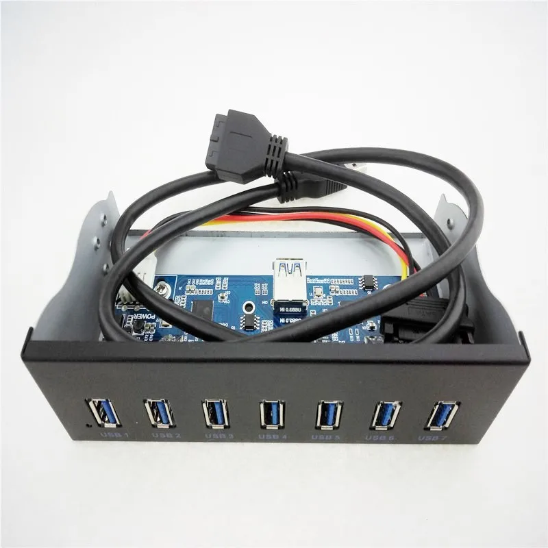 Font Computer Case Panel 5.25 Inch 7Port USB 3.0 Hub