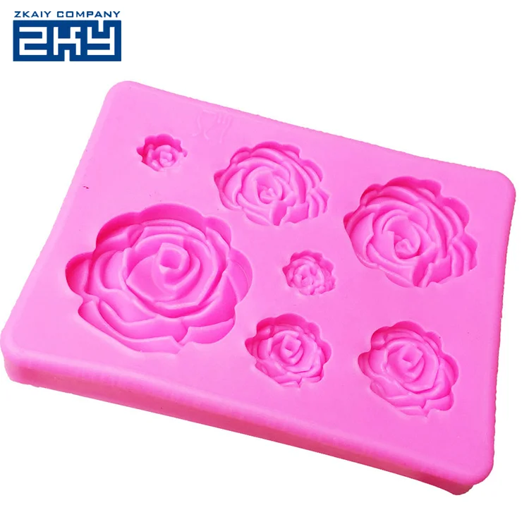 BPA Free Silicone Fondant Chocolate Mould 7 Flowers Candle 3D Rose Soap Mold