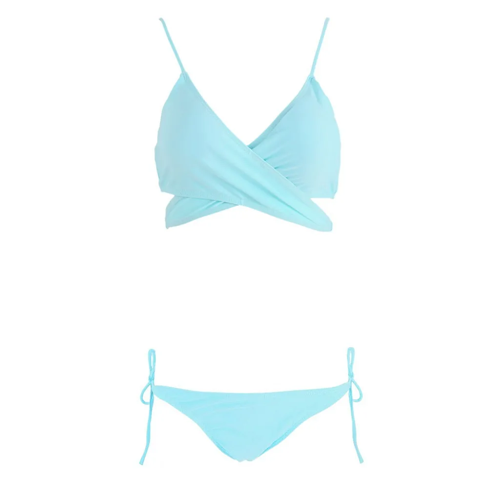 
2019 Swimwear Split Solid Cross Bikini Wholesale Swimwear Piece Bathing Suit Bathing Suit Cover Up 