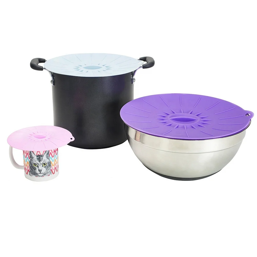 Benhaida Leakproof Keep Fresh Silicone Suction Food Bowl Covers Pot Lid Set of 4