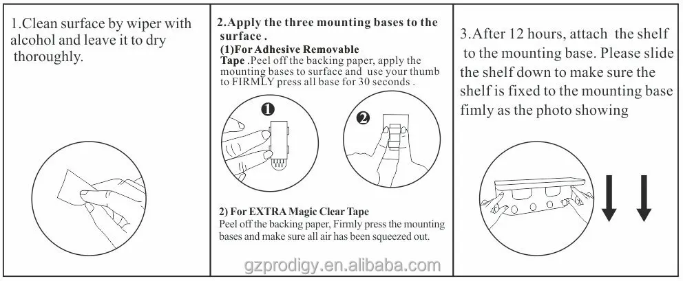 
Adhesive removable bathroom plastic wall shelf 