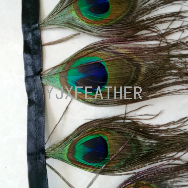 wholesale artificial peacock feather trim fringe trimmings with full eyes
