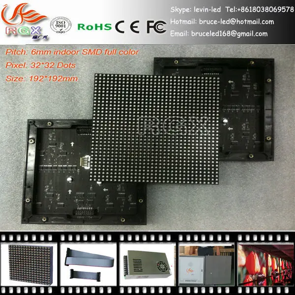 RGX P6 Full Color Module 6mm RGB Indoor Hub 75 1/8 Scan 192*96mm 32*16 Pixel SMD 3 in 1 P6 LED Sign Module