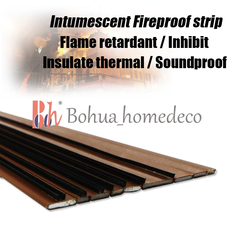 20mm Self-Adhesive Rigid Intumescent Fireproof Sealing Bar Doors Windows Seal Strip Weatherstrip Flame Retardant PVC Side Wing