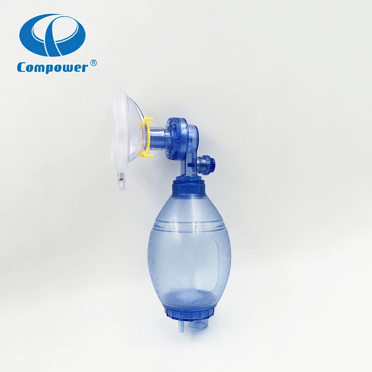 Compower Oxygen Resuscitation Equipment Custom Pvc Adult Resuscitator Ambu Bag With Peep Valve