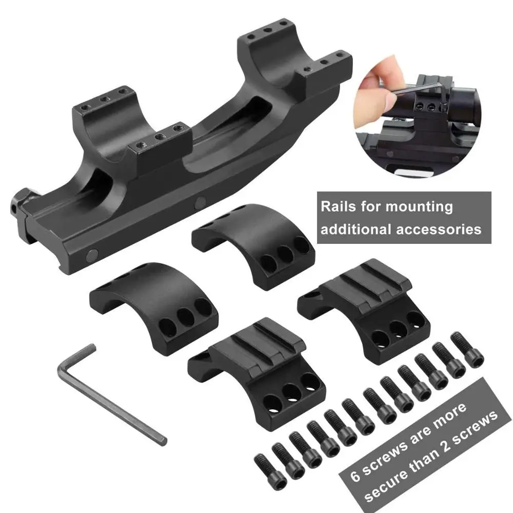 
1 Inch Cantilever Scope Mount, Dual Scope Rings Interchangeable Scope Ring Caps with 2 Slots Picatinny Rail for AR 15 Rifles Fit 