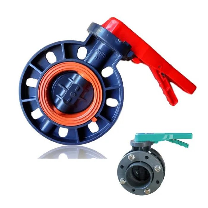 valve manufacturer price 8inch dn200 rotary disk big size lever handle upvc pph wafer grey beige butterfly valve