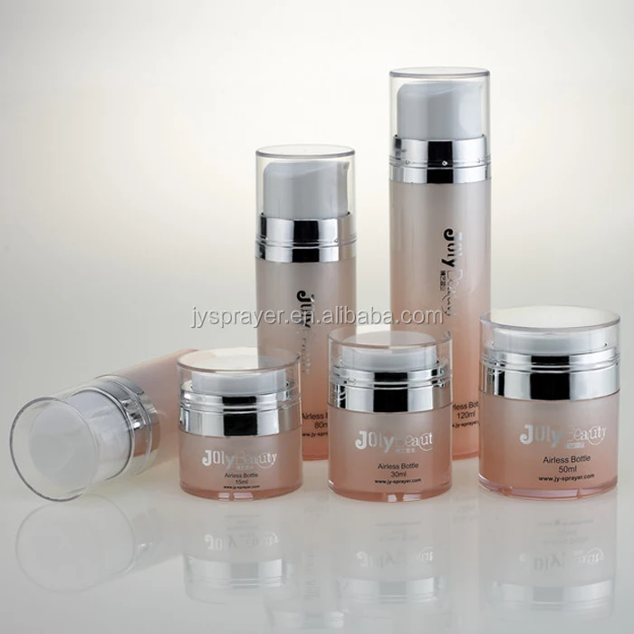 Acrylic cosmetic products pump airless bottles and cap pp inner plastic cosmetoc jars
