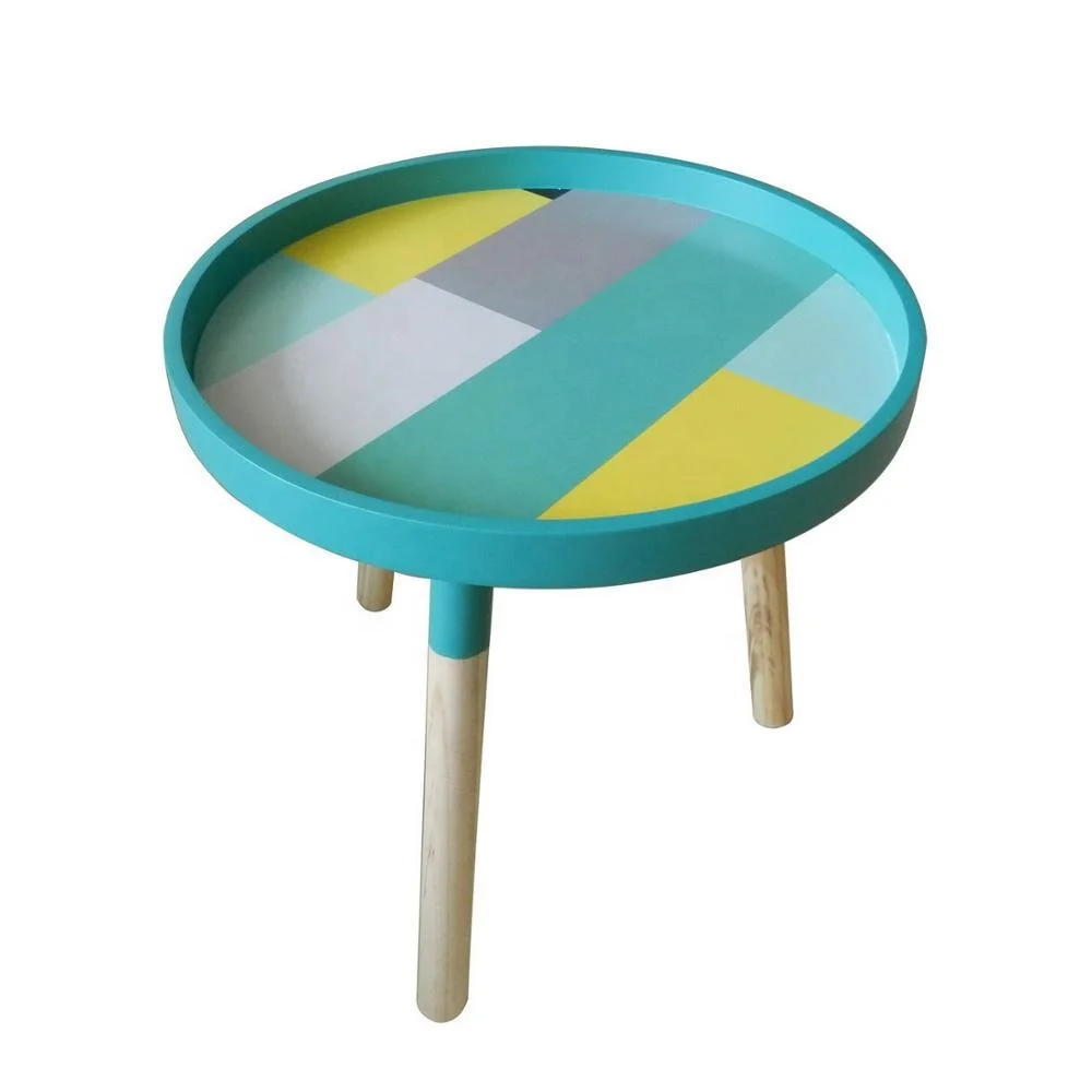 
Stylish KD Wooden Round Coffee Table Removable Round Accent Table Can be Disassembly End Table with 3 Detachable Legs 