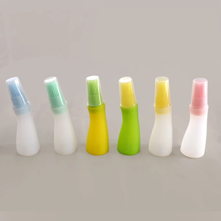 BBQ Tools Silicone Brush Oil Bottle BBQ Pastry Honey Sauce Bottle Brush with Lid