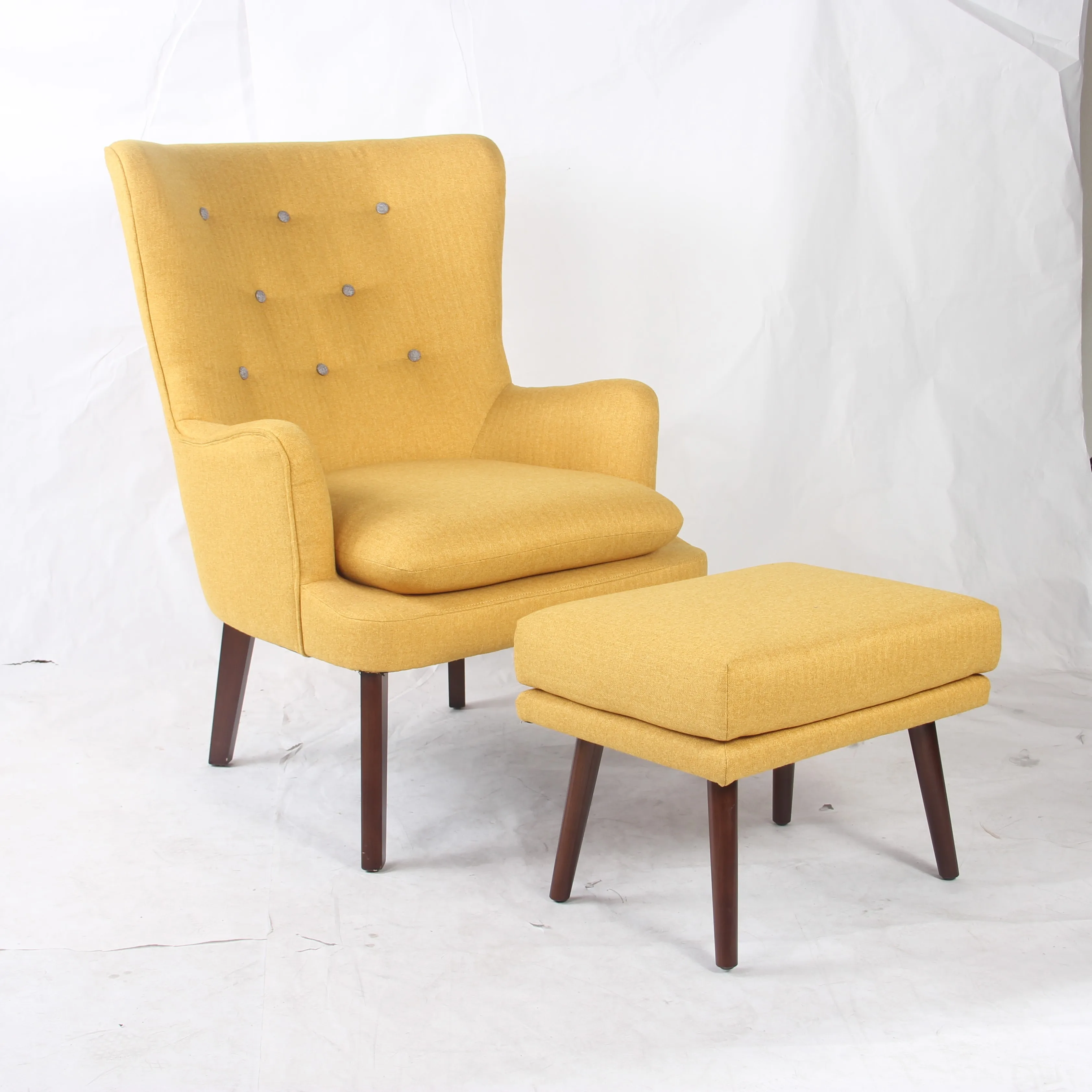  Тканевый стул Wingback домашняя мебель одинарный диван для гостиной с подставкой ног оптовая