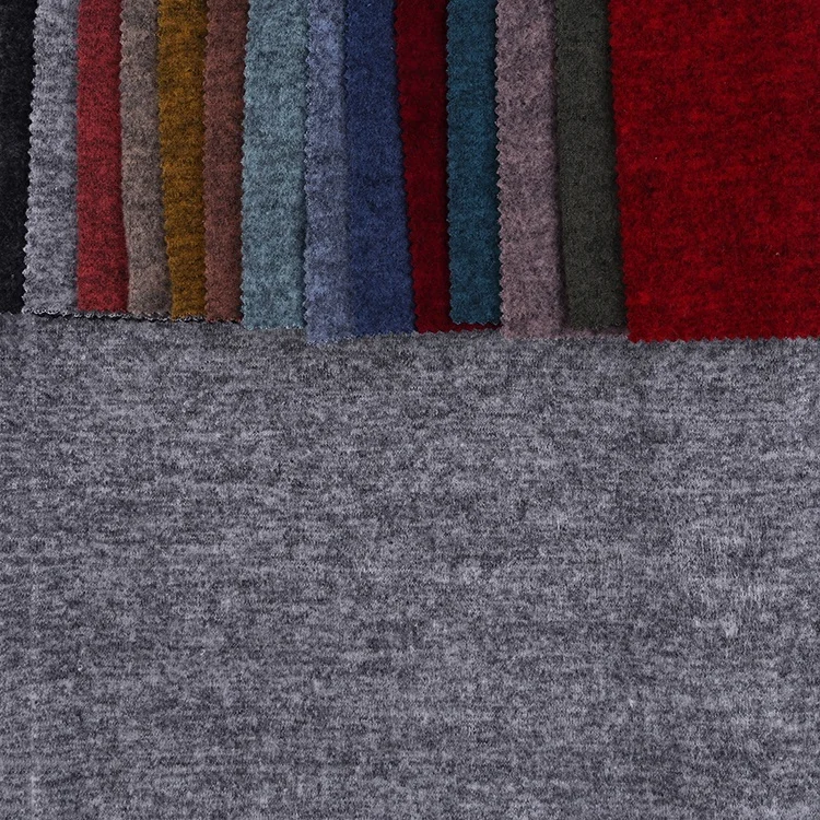 
Elastic dark gray hacci brushed fleece thick sweater spandex knit fabric for pants pattern 