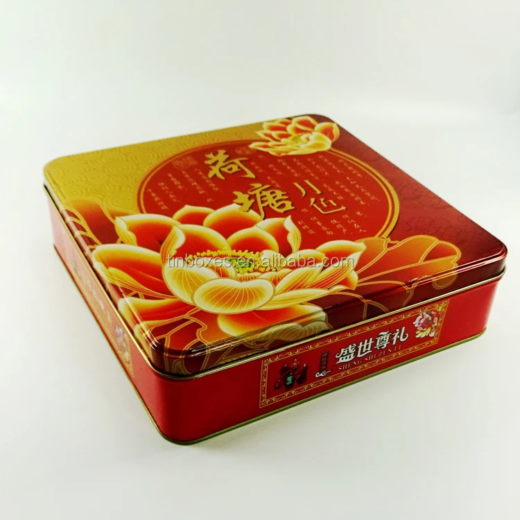 Candy Cookie Storage Can Custom Printed Square Food Packing Tin Box