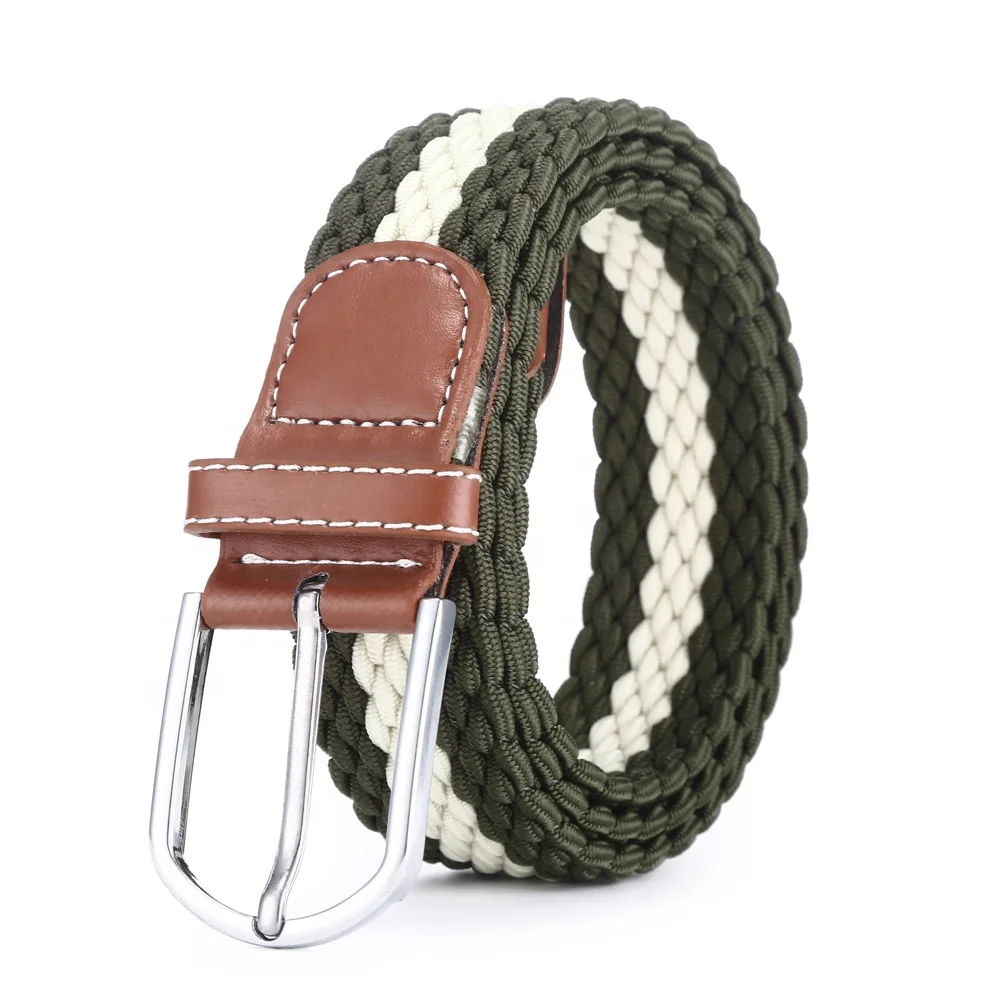 3517 Hot Sell Women Fashion Elastic Braided Fabric Belts Black Stretch Webbing Belt