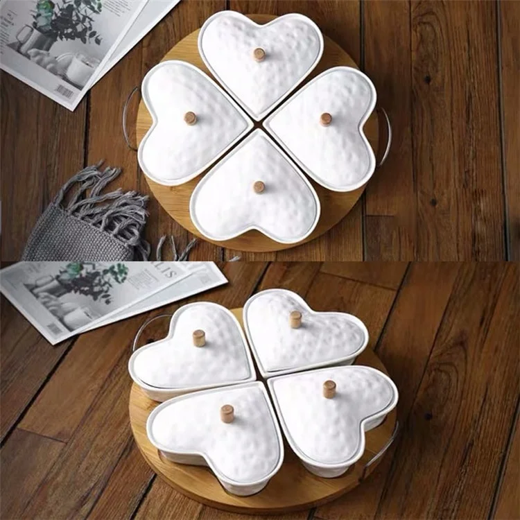 Turkish tableware hotel snack dishes white porcelain divided plates for adults with cover