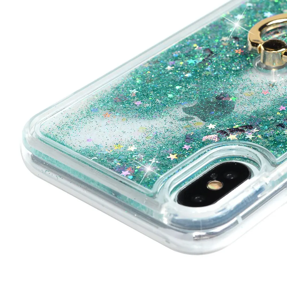 для iPhone 6 s 7 8 плюс XS XR блеск милые девушки подставки кольцо течет жидкость плавающей Bling Quicksand ясно телефонные чехл